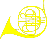 Outline of a yellow french horn