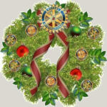 Our Christmas celebration A Christmas wreath with a Rotary wheel at the top